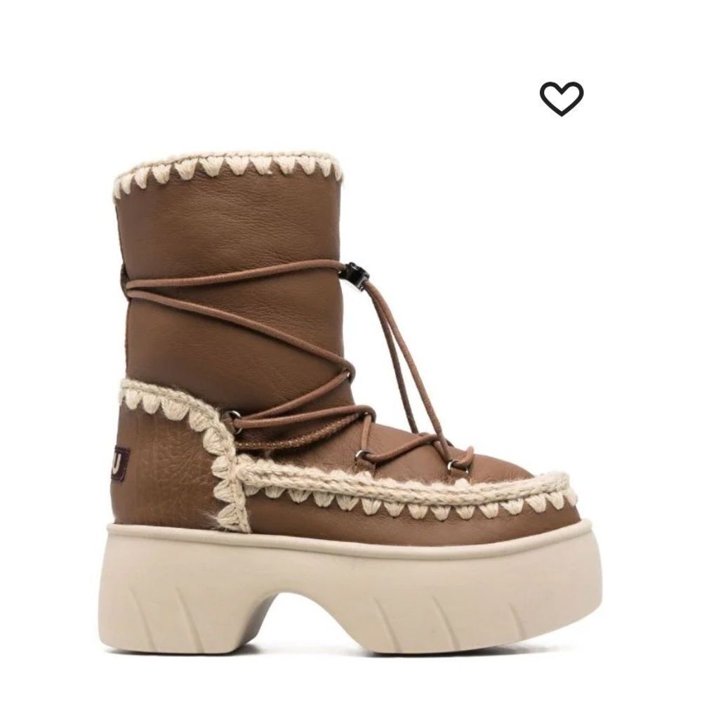 Mou eskimo chunky padded snow boots ankle crafted from light brown leather